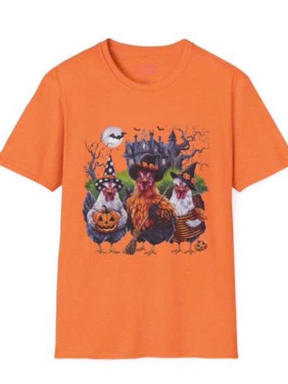 Orange Halloween Chicken Graphic Short Sleeve Tee